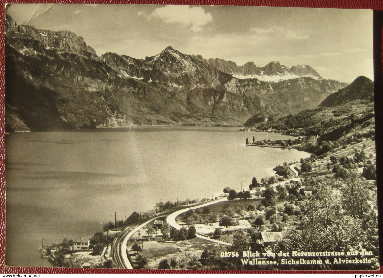 Filzbach (GL) ? - Blick Von Der Kerenzerstrasse Auf Den Wallensee, Sichelkamm Und Alvierkette - Filzbach