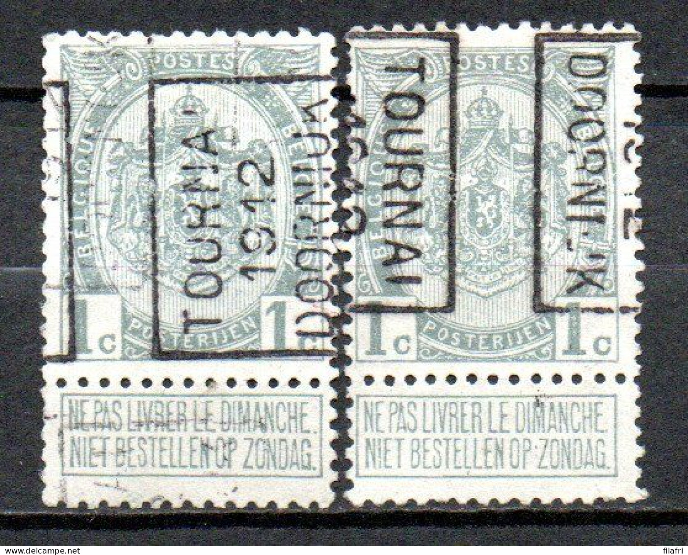 1871 Voorafstempeling Op Nr 81 - TOURNAI 1912 DOORNIJK - Positie A & B - Rolstempels 1910-19