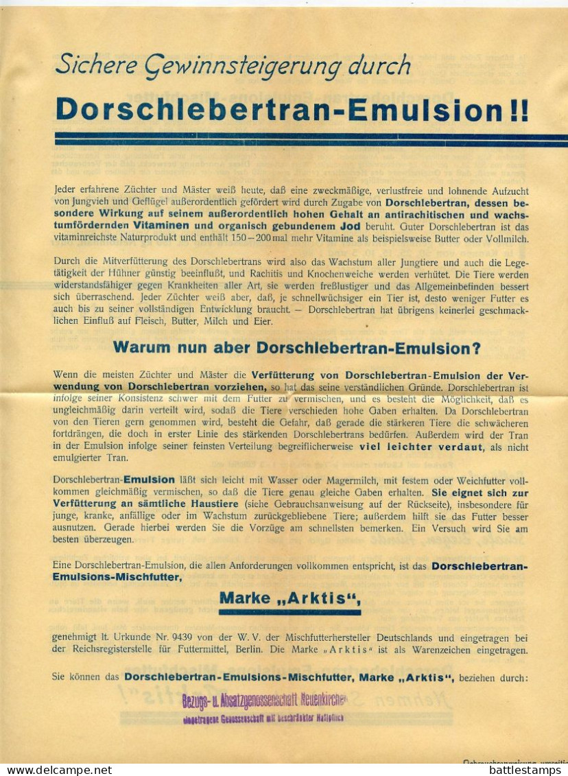 Germany 1936 Cover & Adverts; Neuenkirchen (Kr. Melle) - Bezugs- U. Absatzgenossenschaft To Schiplage; 3pf. Hindenburg - Brieven En Documenten