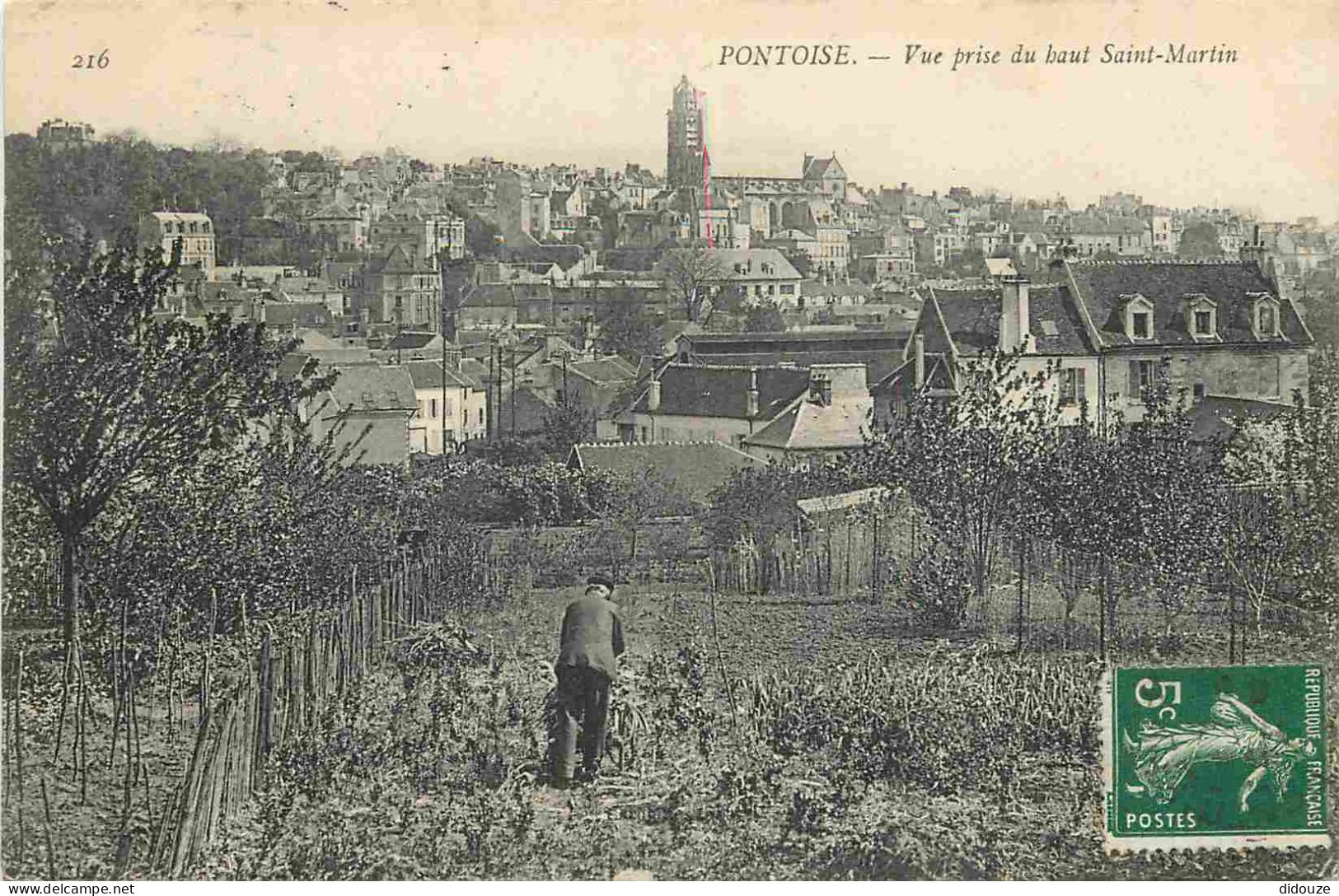 95 - Pontoise - Vue Prise Du Haut Saint Martin - Animée - CPA - Oblitération Ronde De 1908 - Voir Scans Recto-Verso - Pontoise