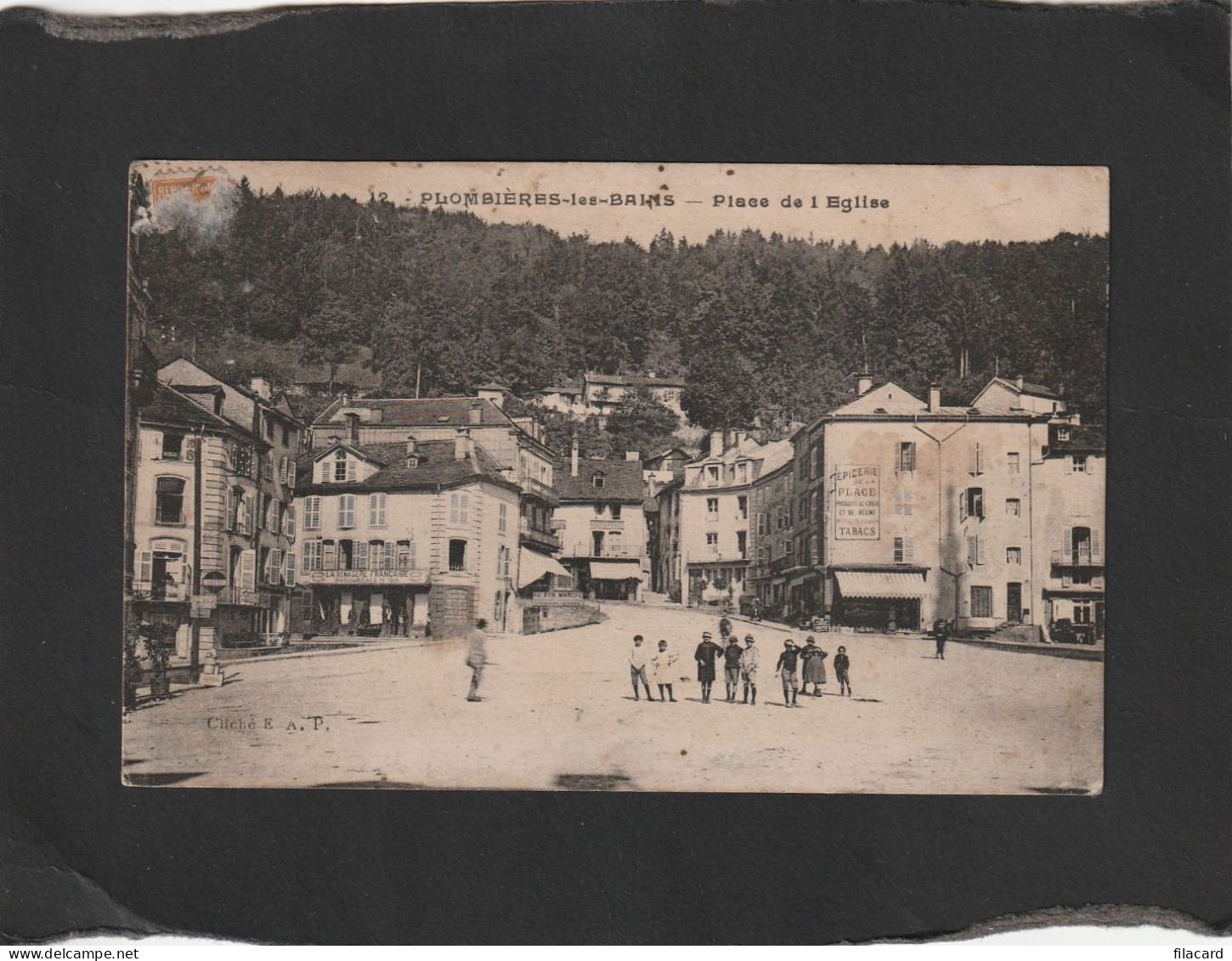 129005         Francia,     Plombiers-les-Bains,   Place De L"Eglise,   VGSB  1928 - Plombieres Les Bains