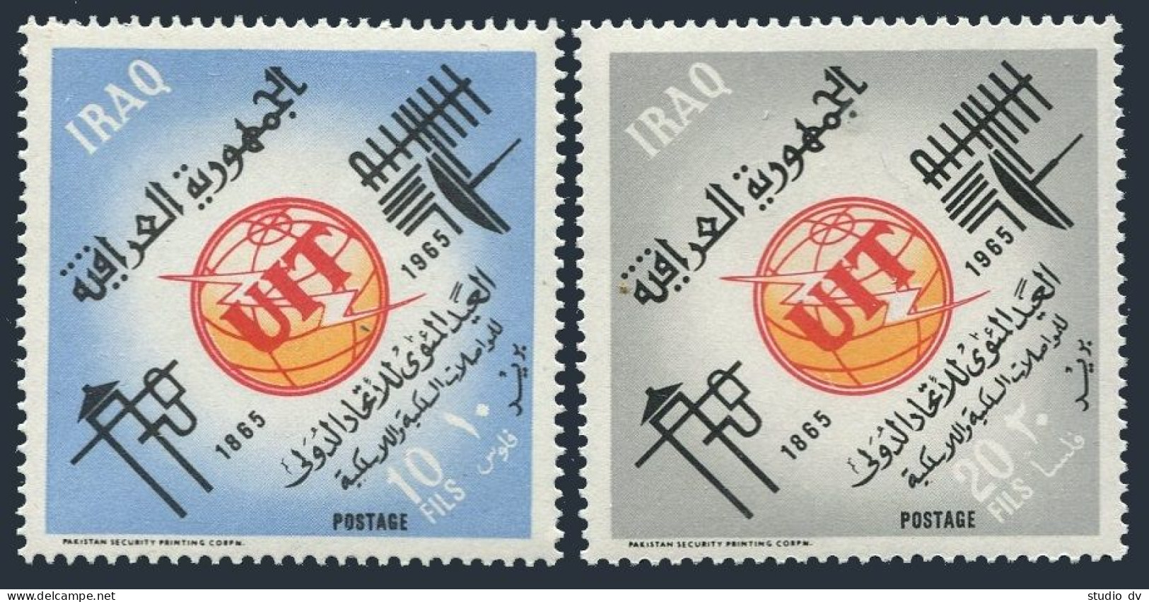 Iraq 377-378, Hinged. Mi 413-414. ITU-100, 1965. Telecommunication Equipment. - Iraq