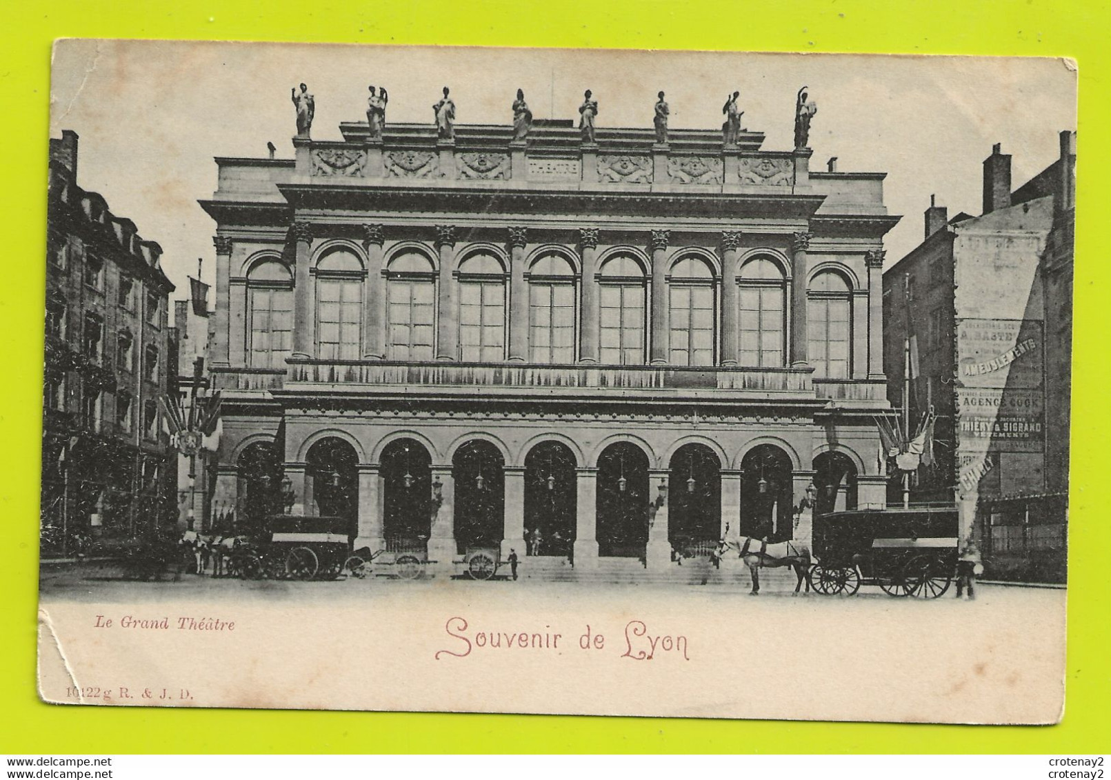 69 LYON 5ème Le Grand Théâtre Attelages Chevaux Mur De PUB Apéritif Chably Thierry & Sigrand VOIR DOS Avant 1905 - Lyon 5