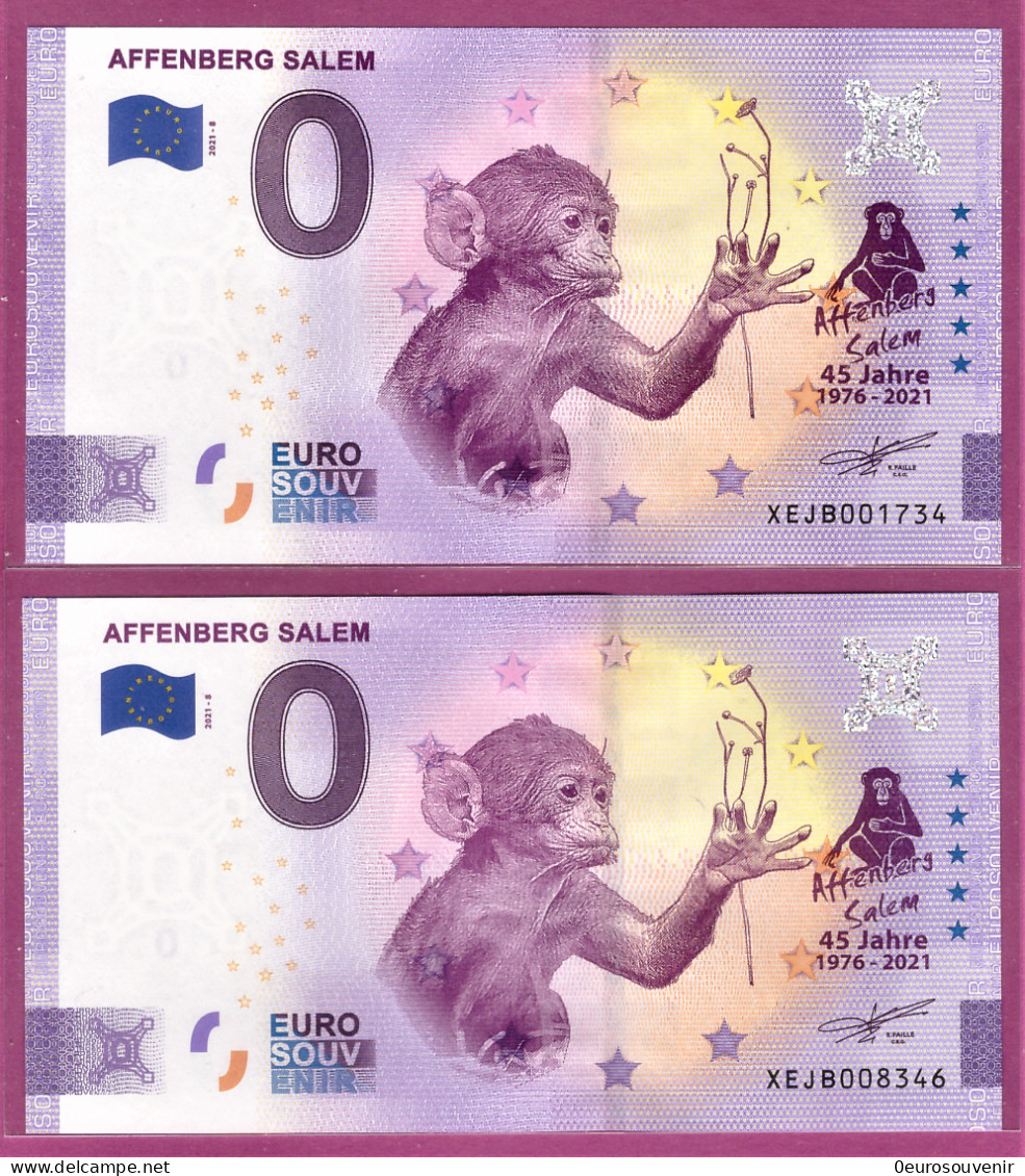 0-Euro XEJB 2021-8 AFFENBERG SALEM - 45 JAHRE Set NORMAL+ANNIVERSARY - Essais Privés / Non-officiels