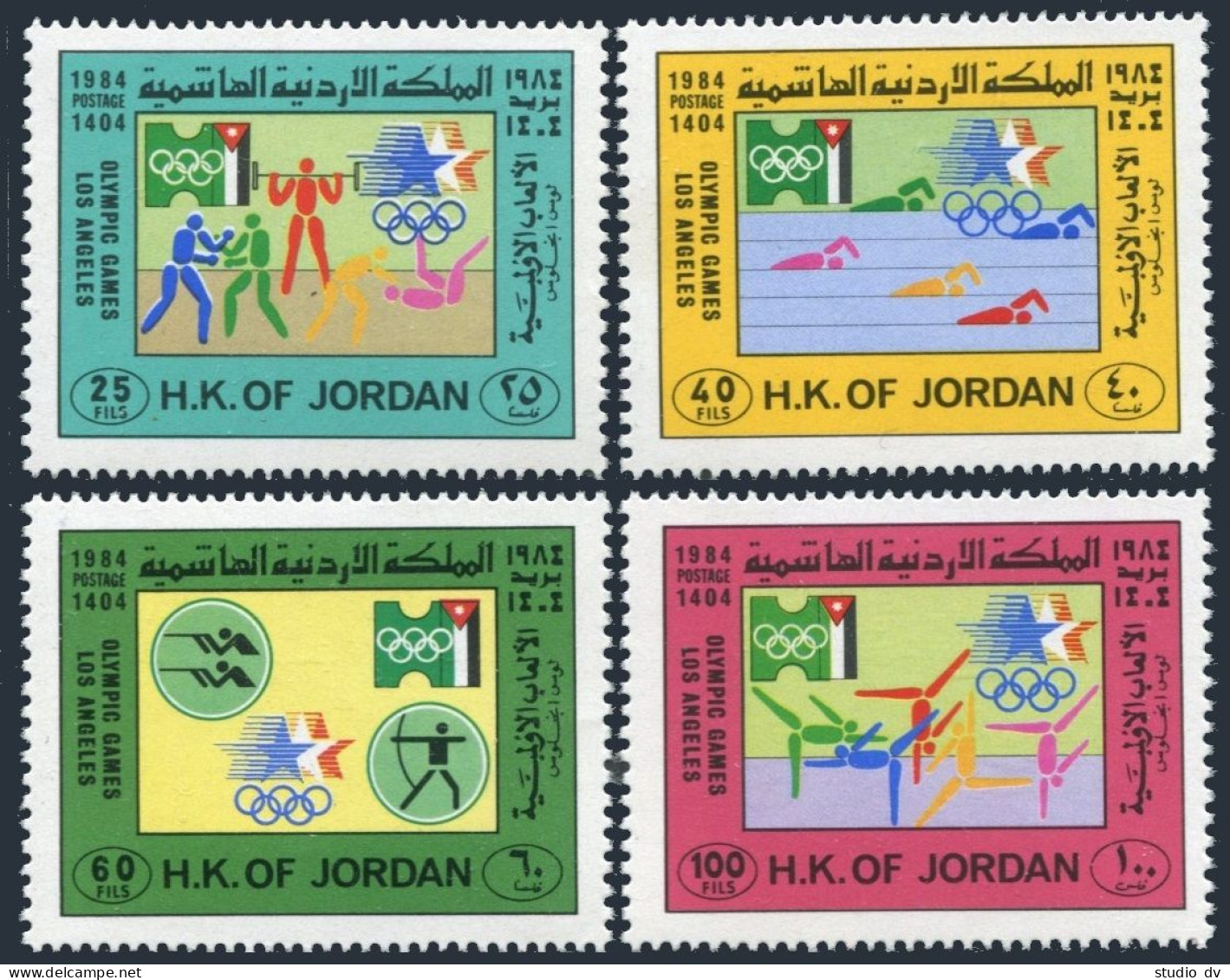 Jordan 1194-1197,1197a,MNH. Olympics Los Angeles-1984:Swimming,Shooting,Archery, - Jordanie