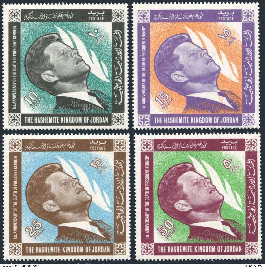 Jordan 506-509,509a,MNH.Michel 516A-519A,Bl.23. President John F.Kennedy, 1965. - Jordanie