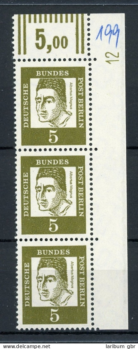 Berlin Senkr. 3er Streifen 199 DZ 12 Postfrisch Ecke Beschriftet #IT953 - Unused Stamps