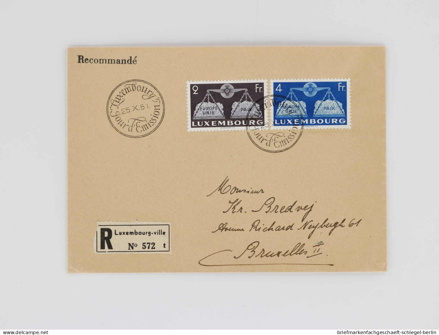 Luxemburg, 1951, 480, 483 FDC, Brief - Sonstige & Ohne Zuordnung