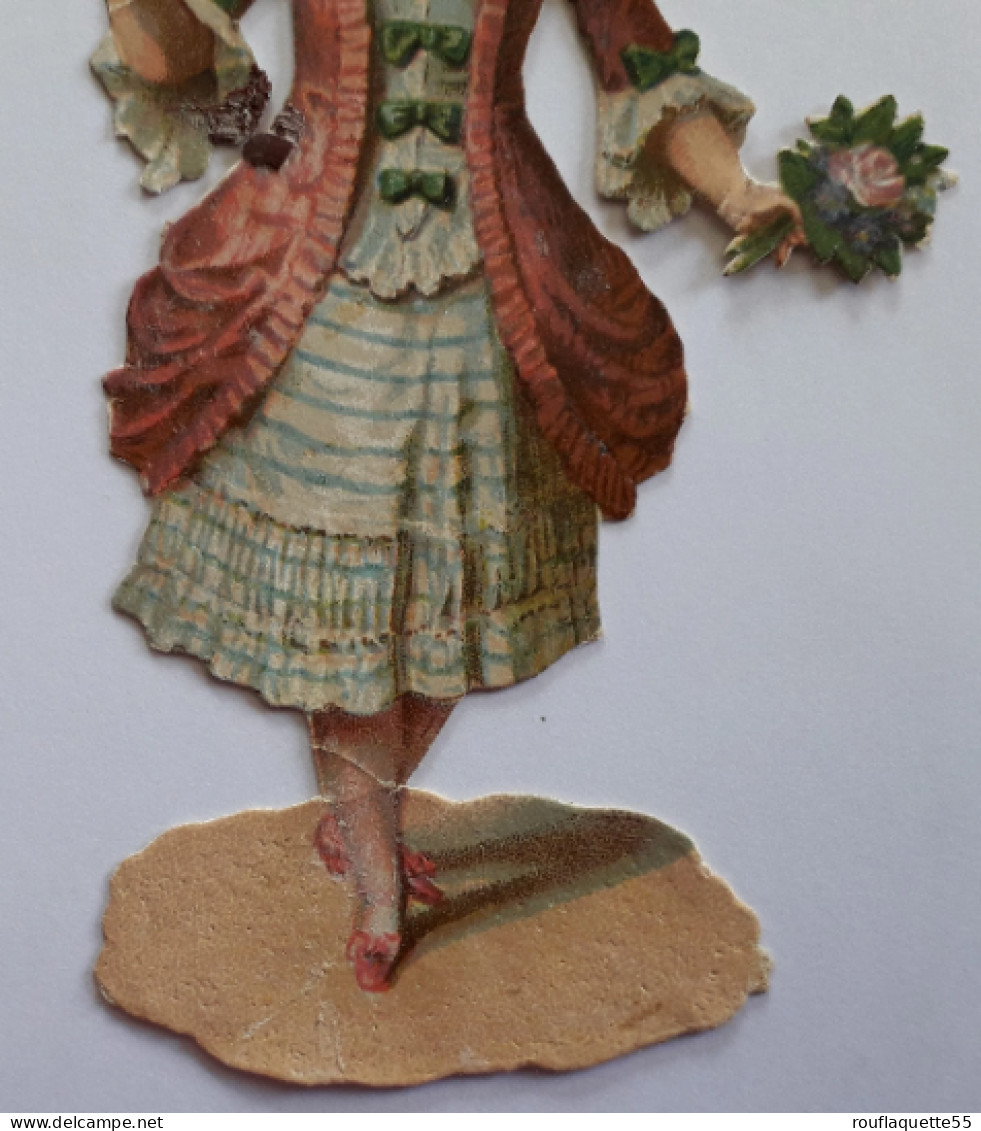 Ancien Chromo Polychrome Découpis, "jeune Fille Au Billet Doux" , Vers 1900 - Enfants