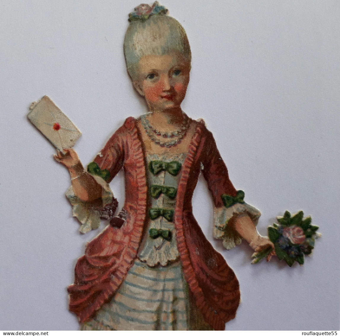 Ancien Chromo Polychrome Découpis, "jeune Fille Au Billet Doux" , Vers 1900 - Children