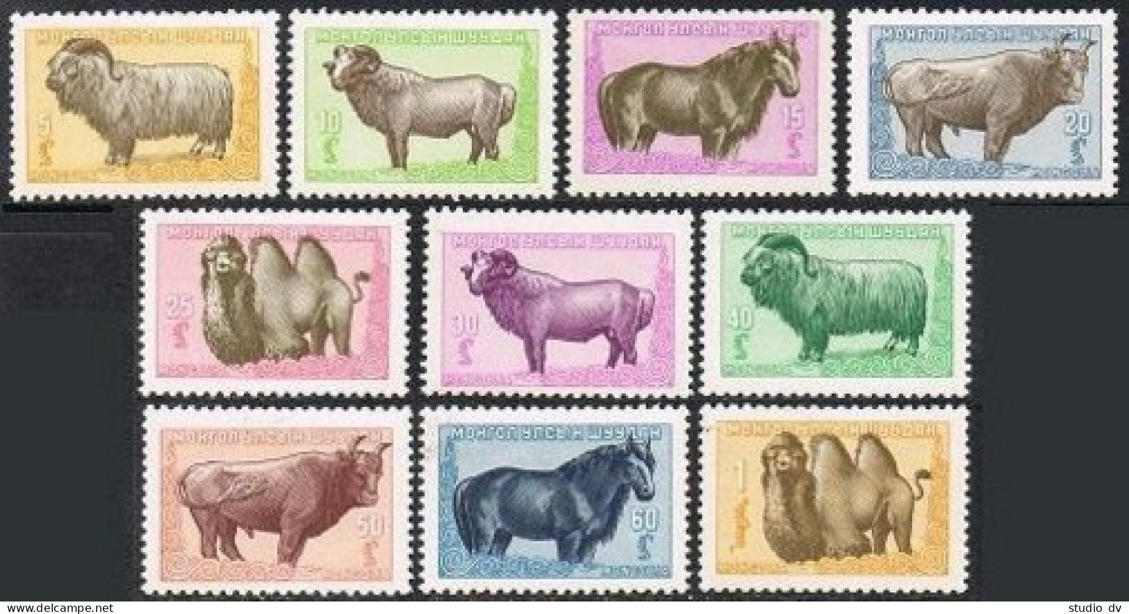 Mongolia 149-157,MNH. Mi 138-147. 1958. Goat,Ram,Stallion,Bull,Bactrian Camel. - Mongolië