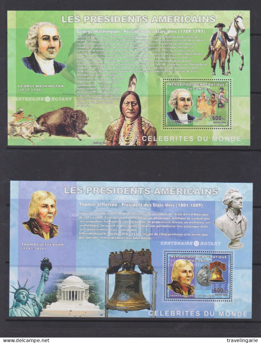 Democratic Republic Of Congo 2006 American Presidents / Rotary S/S Set Of 4 MNH ** - Autres & Non Classés