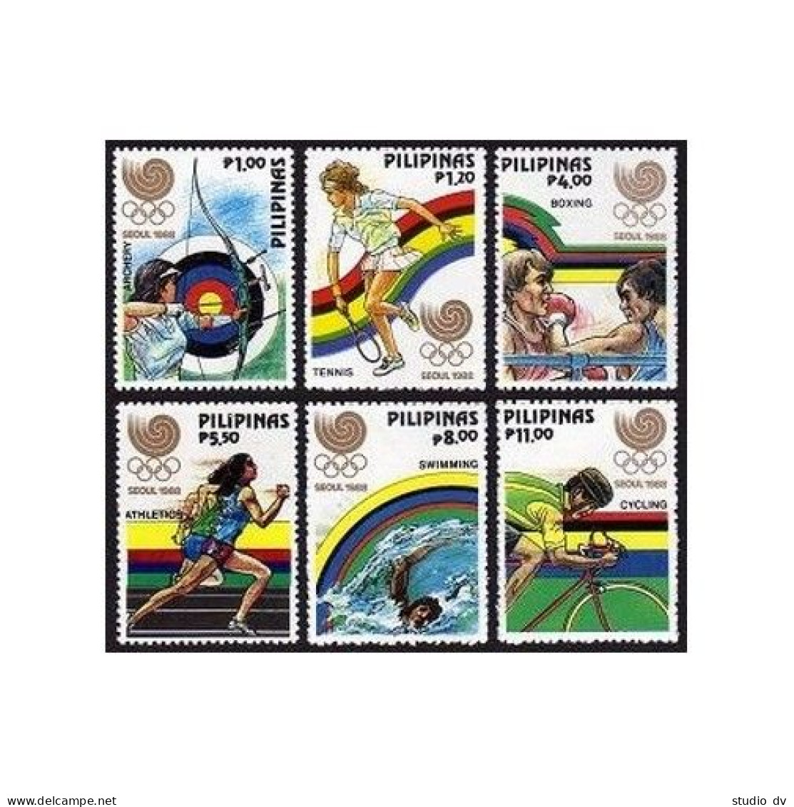 Philippines 1955-1960 Perf,imperf,1961a,MNH. Olympics Seoul-1988.Archery,Tennis, - Filipinas