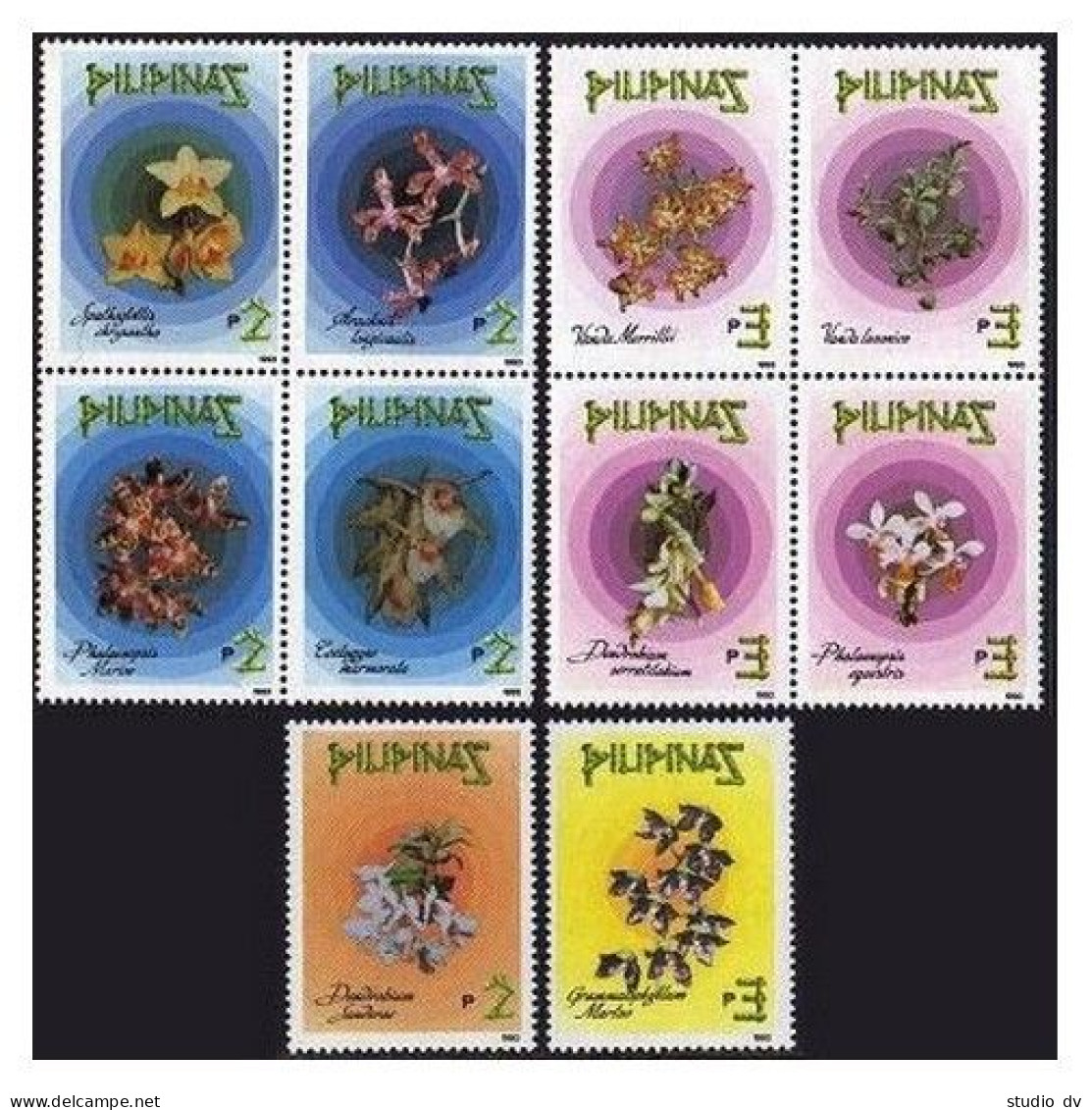 Philippines 2244-45,2246-47, MNH. Mi 2289-2298, Bl.61-62. Flowers 1993. Orchids. - Filipinas