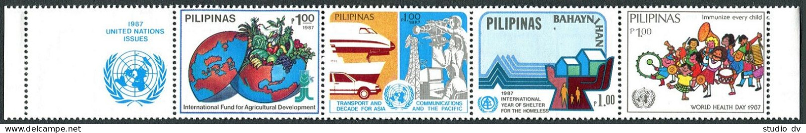 Philippines 1907 Ad Perf & Imperf  Strips, MNH. UN Projects 1987. FAO, IYSH-1987 - Filippijnen