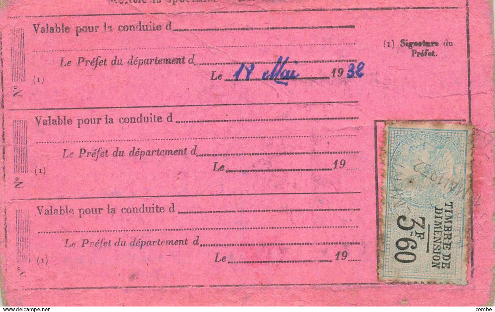 PERMIS DE CONDUIRE LES AUTOMOBILES.  YONNE. 1932 - Documenti Storici