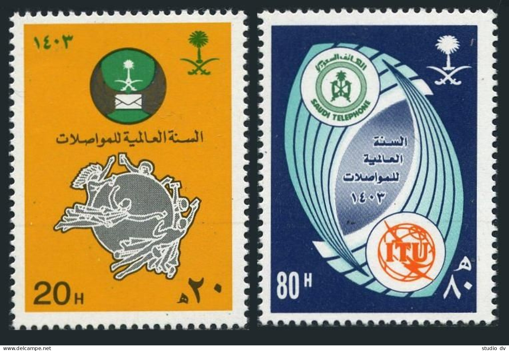 Saudi Arabia 869-870, MNH. Mi 775-776. Communications Year WCY-1983.UPU, ITU. - Arabie Saoudite