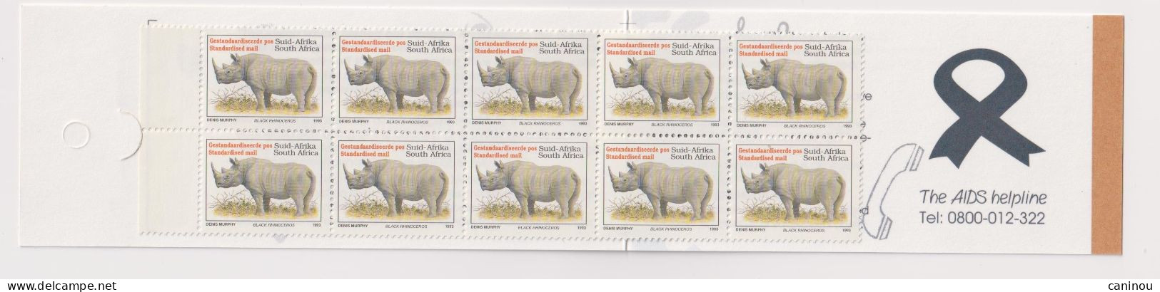 AFRIQUE DU SUD   Y & T CARNET BK41 LUTTE CONTRE LE SIDA RHINOCEROS PREHISTOIRE 1998 NEUF - Libretti