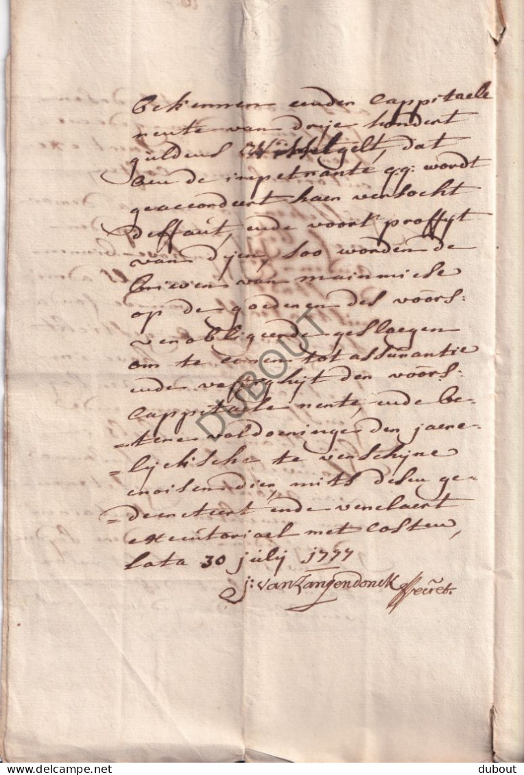 Leuven/Werchter/Tremelo - Manuscript 1777- Betreft Groot Begijnhof Begijn Maria Demarnef - Lening (V3135) - Manuskripte