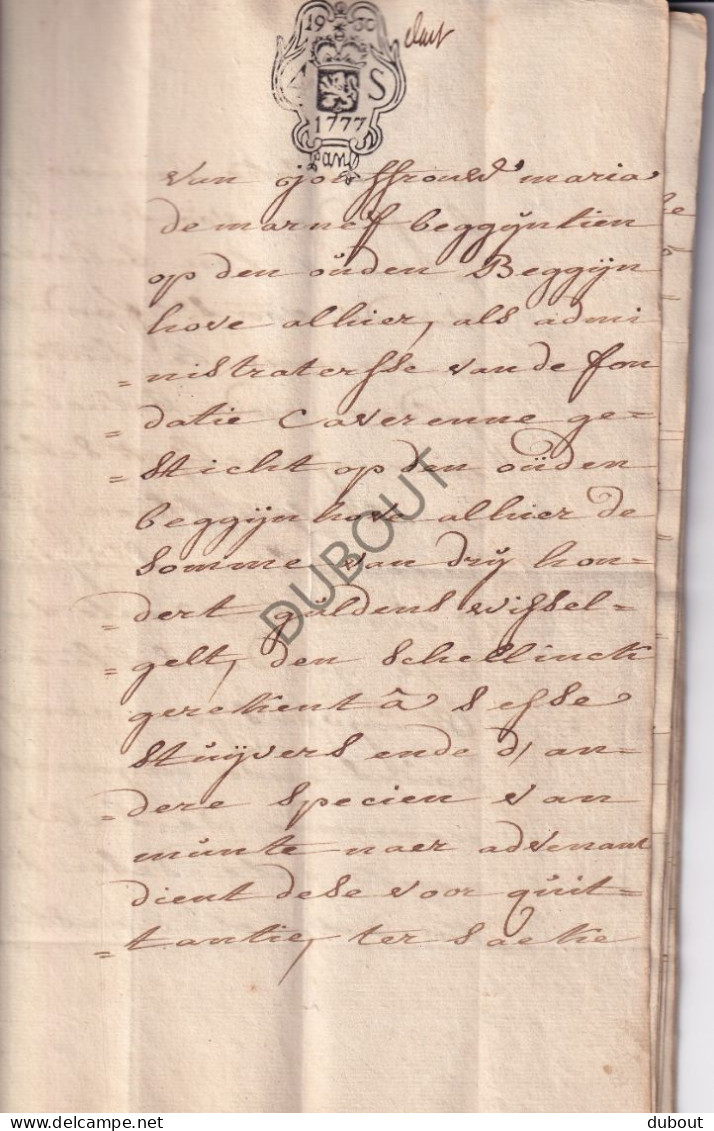 Leuven/Werchter/Tremelo - Manuscript 1777- Betreft Groot Begijnhof Begijn Maria Demarnef - Lening (V3135) - Manuscripts