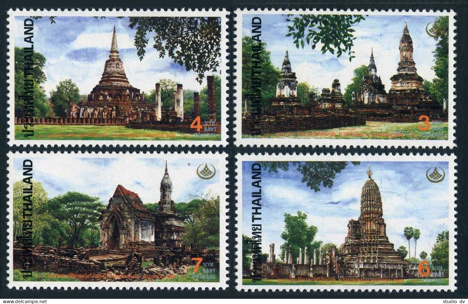 Thailand 1526-1529, MNH. Mi 1553-1556. Si Satchanalai Park, 1993. Temples. - Thailand