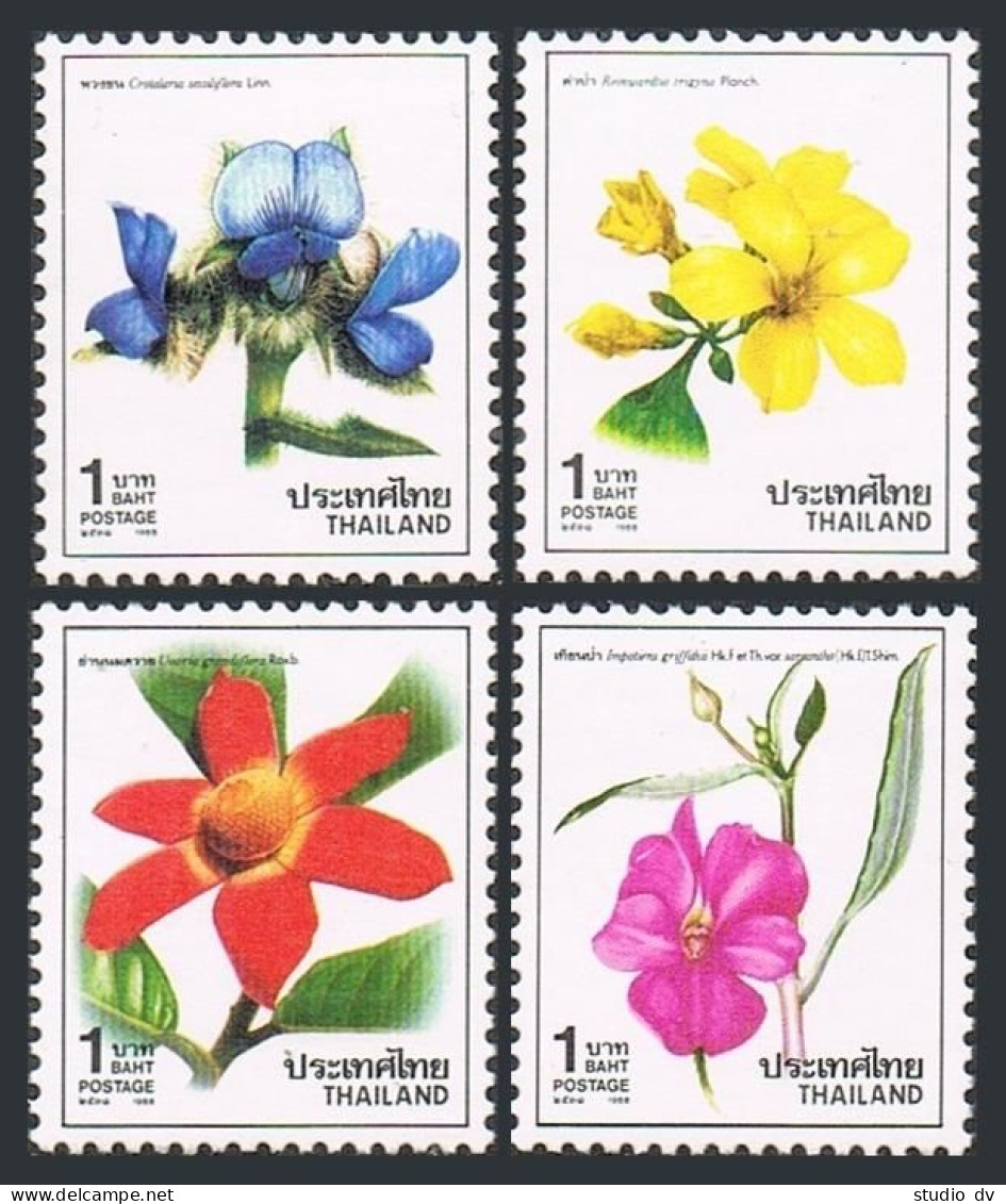 Thailand 1274-1277, MNH. Michel 1275-1278. New Year 1988. Flowers. - Tailandia