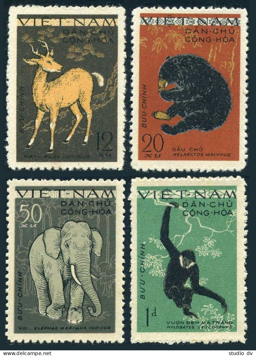 Viet Nam 148-151, MNH. Michel 154-157. Animals 1961: Rusa, Helarctos, Elephas, - Viêt-Nam