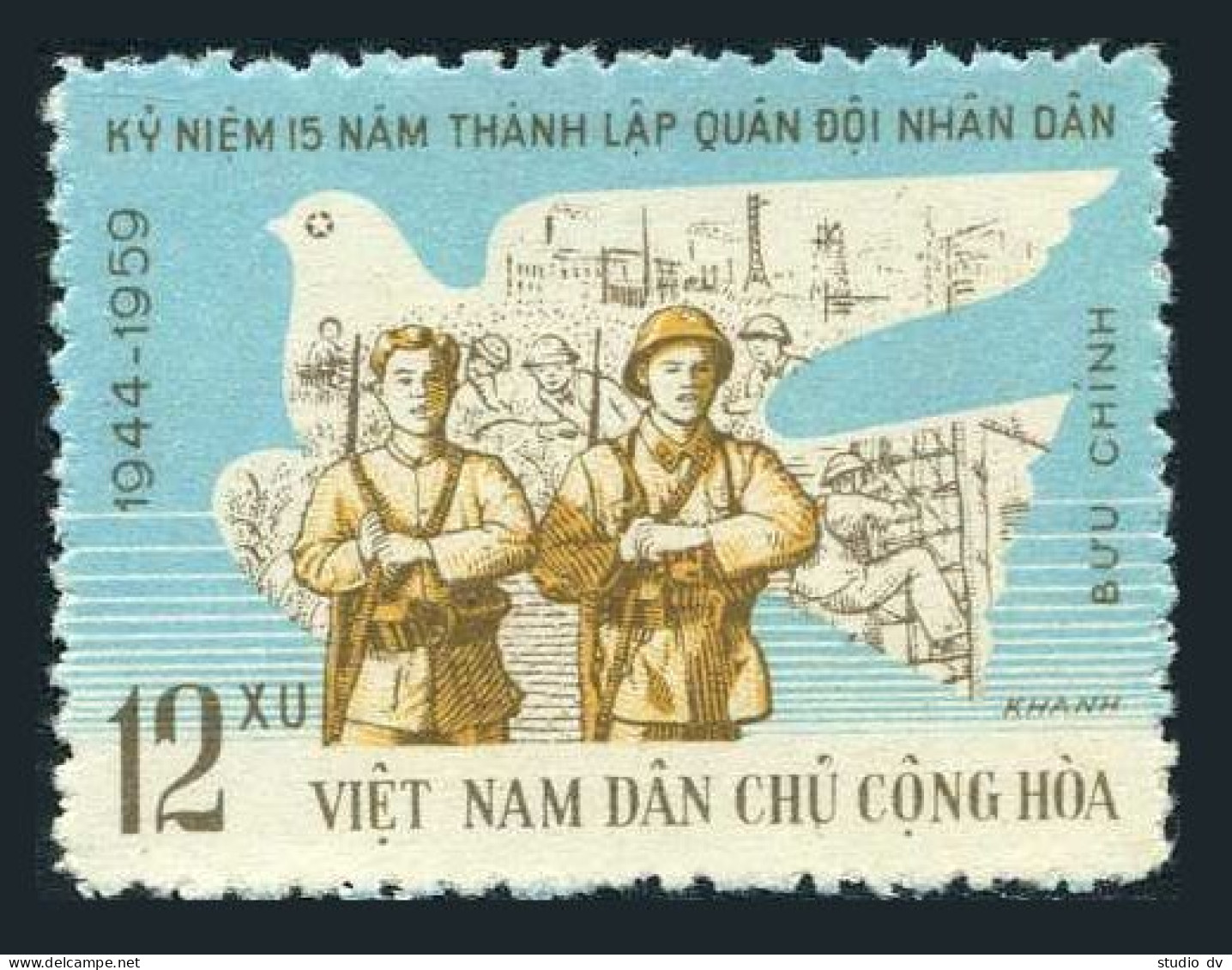 Viet Nam 109, MNH. Michel 113. People's Army, 15th Ann. 1959. Dove. - Viêt-Nam