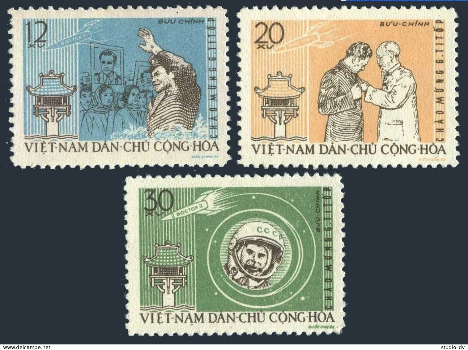 Viet Nam 211-213, MNH. Michel 217-219. Visit By Gherman Titov, Cosmonaut, 1962. - Viêt-Nam