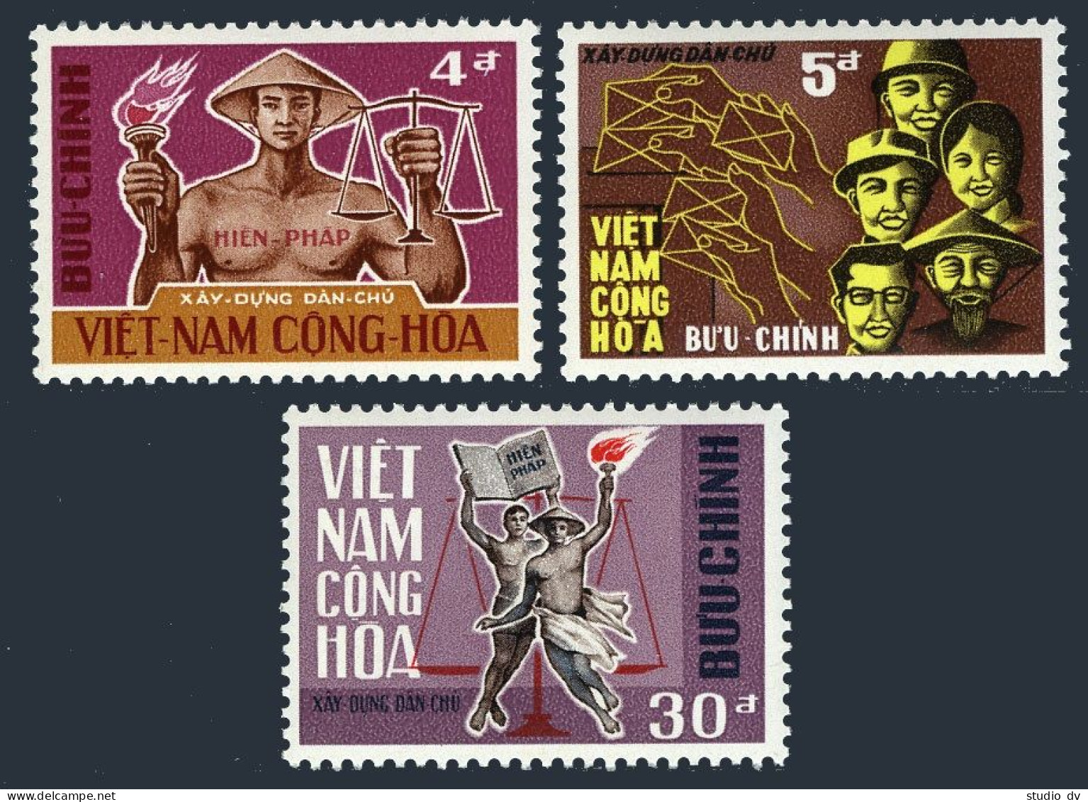 Viet Nam South 317-319, MNH. Mi 394-396. National Day 1967. General Elections. - Viêt-Nam