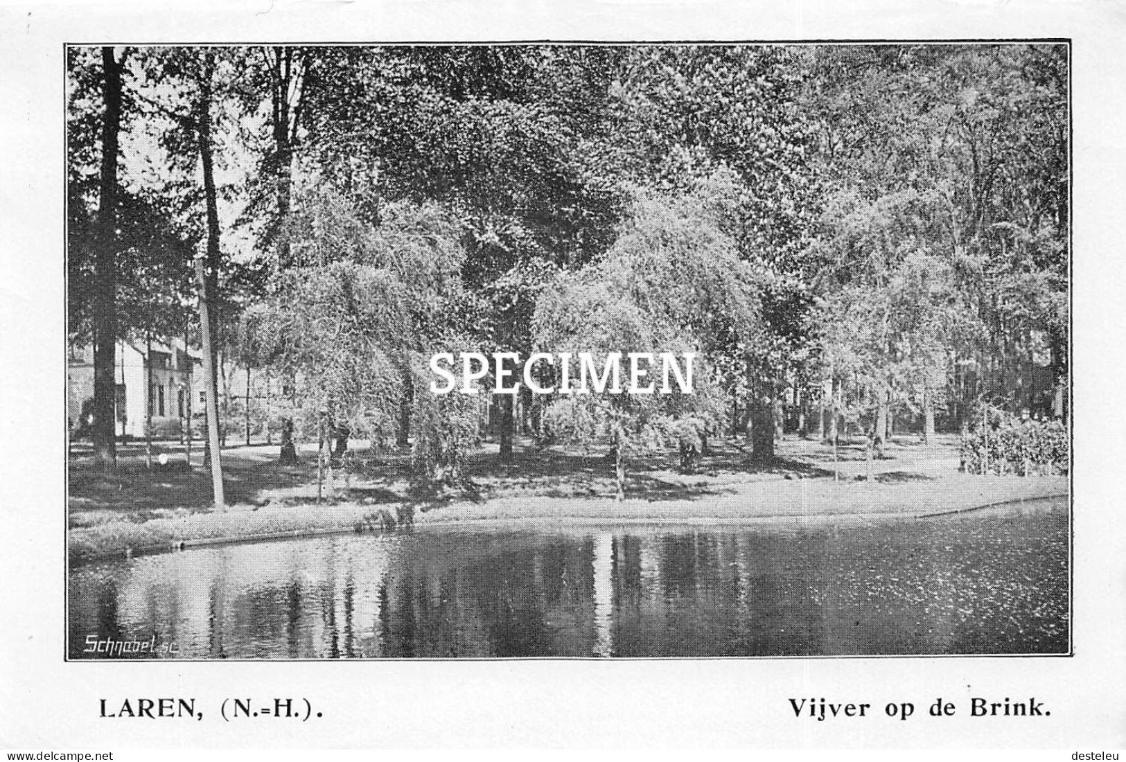 Prent -Vijver Op De Brink - Laren  - 8.5x12.5 Cm - Laren (NH)