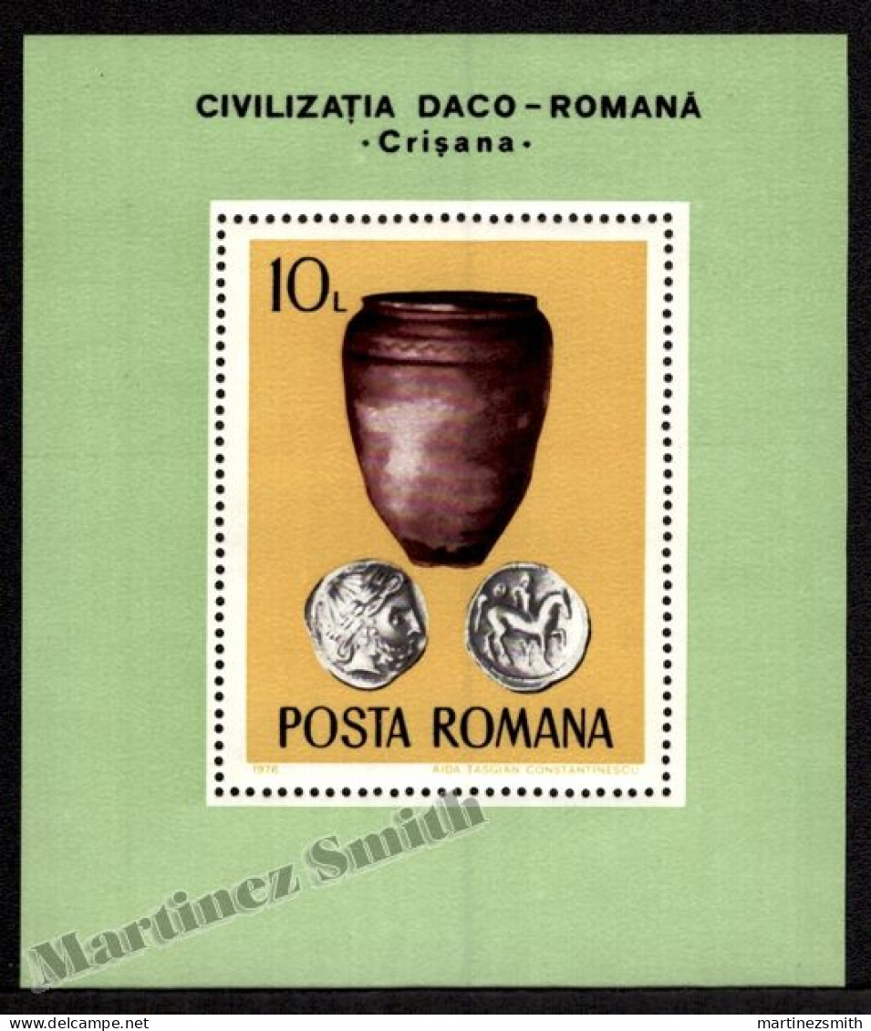 Roumanie/ Romania 1976 Yvert BF 125, Daco Roman Civilization, Dacia - Miniature Sheet - MNH - Blocks & Sheetlets