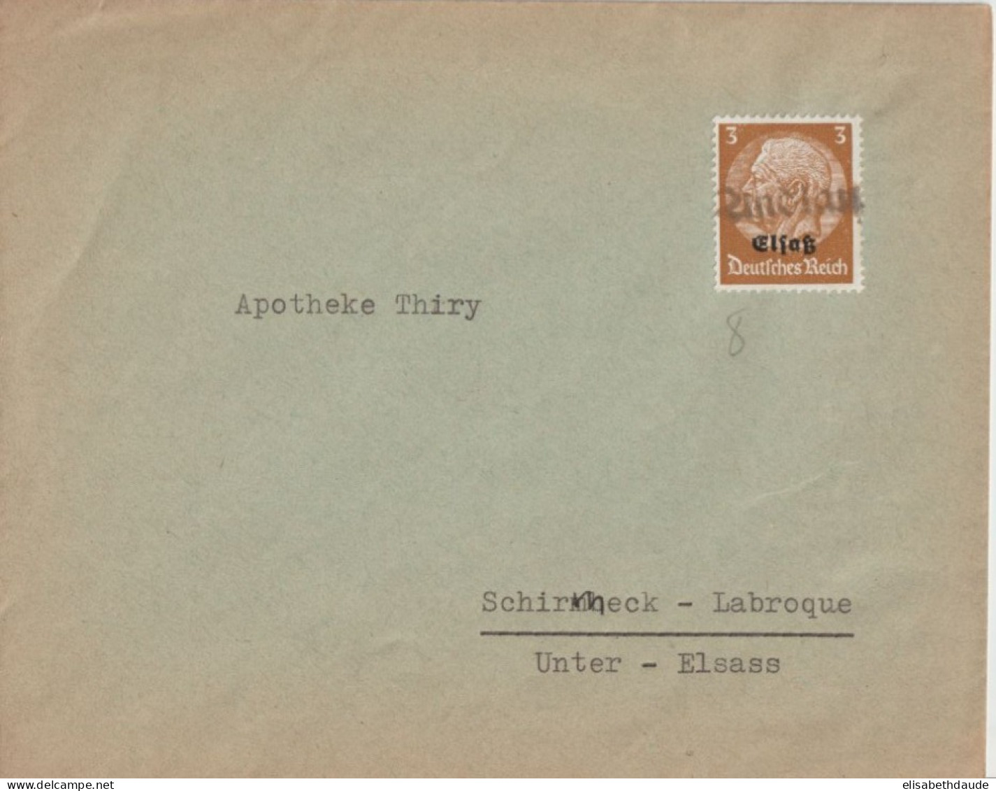 1940 - ALSACE ALLEMANDE - CACHET PROVISOIRE CAOUTCHOUC De ANDLAU - ENV. => SCHIRMECK - Briefe U. Dokumente