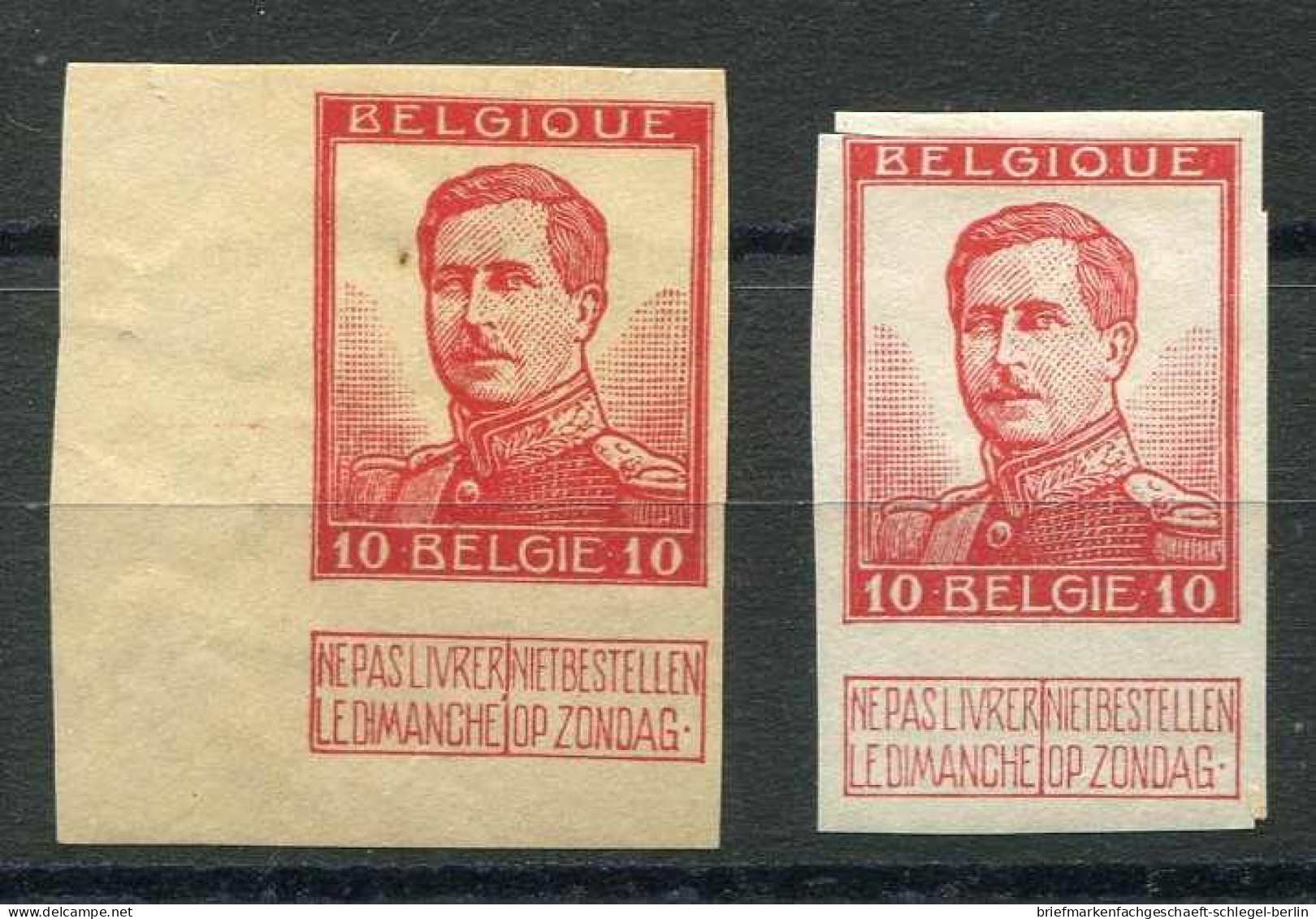 Belgien, 1913, 100 II U, Postfrisch, Ungebraucht, Ohne Gummi - Sonstige & Ohne Zuordnung