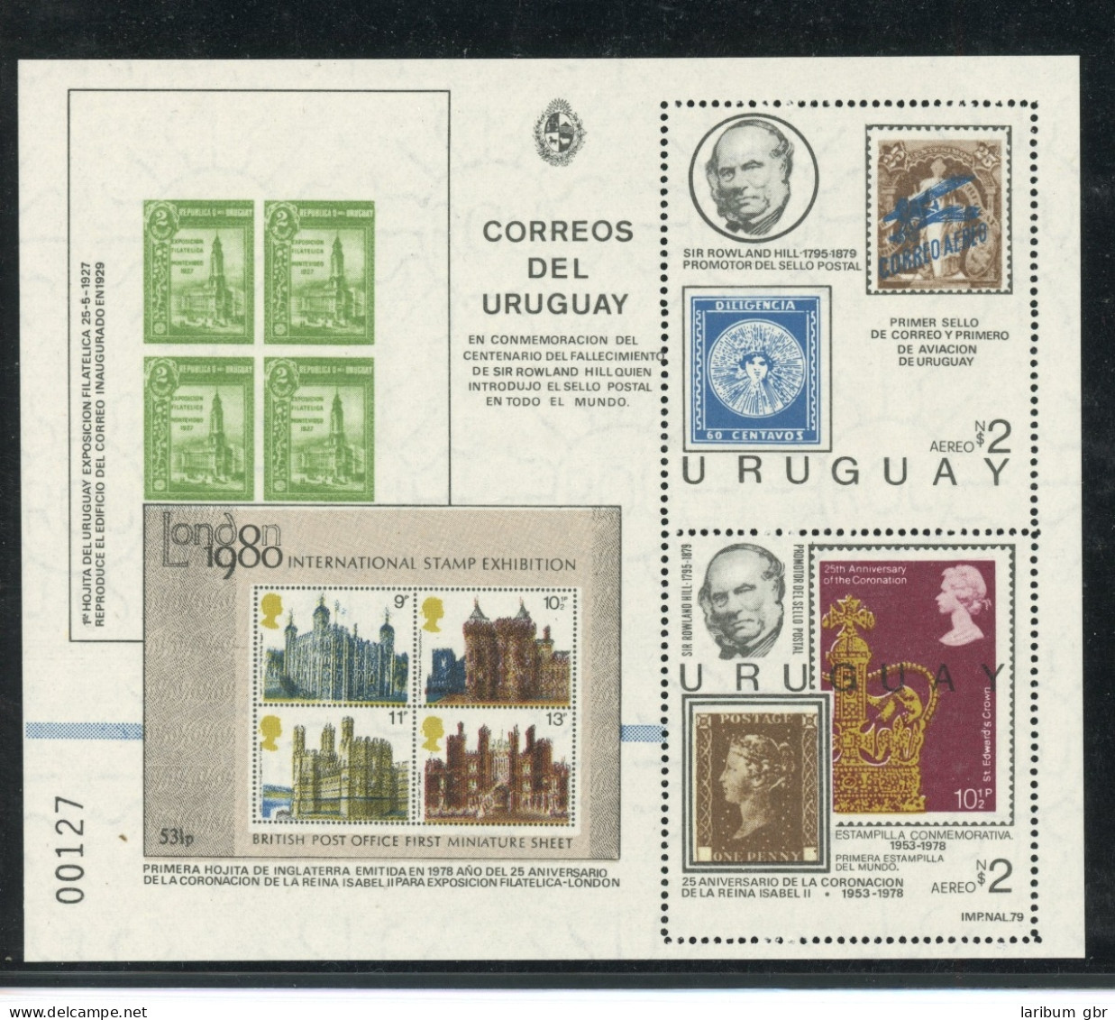 Uruguay Block 45 Postfrisch Rowland Hill #JK567 - Uruguay