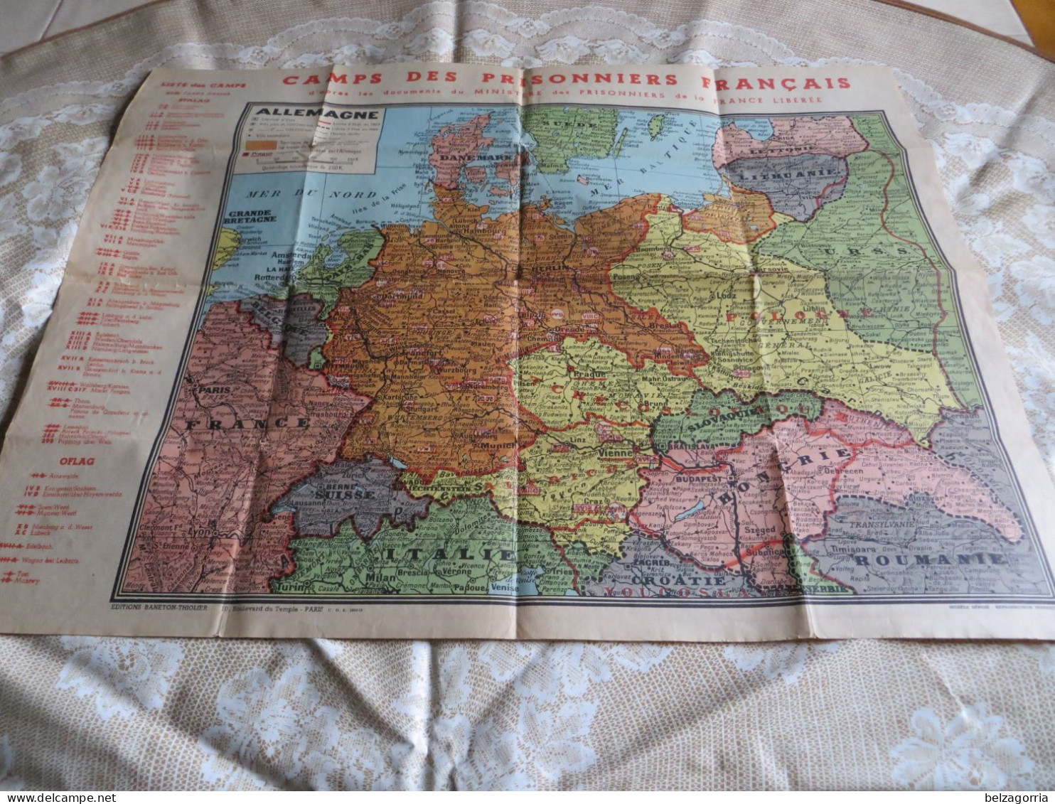 CARTE GEOGRAPHIQUE -  CAMPS DES PRISONNIERS FRANCAIS EN ALLEMAGNE  WW2 -  STALAG  &  OFLAG - VOIR SCANS - Geographische Kaarten