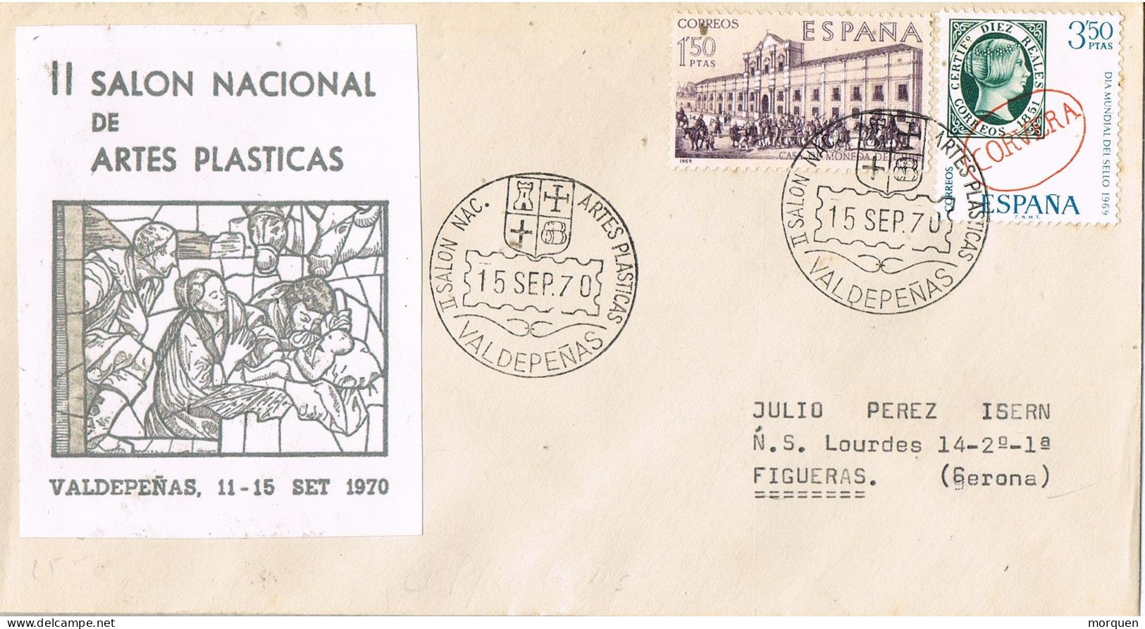 55101. Carta VALDEPEÑAS (Ciudad Real) 1970. II Salon De Artes Plasticas - Briefe U. Dokumente