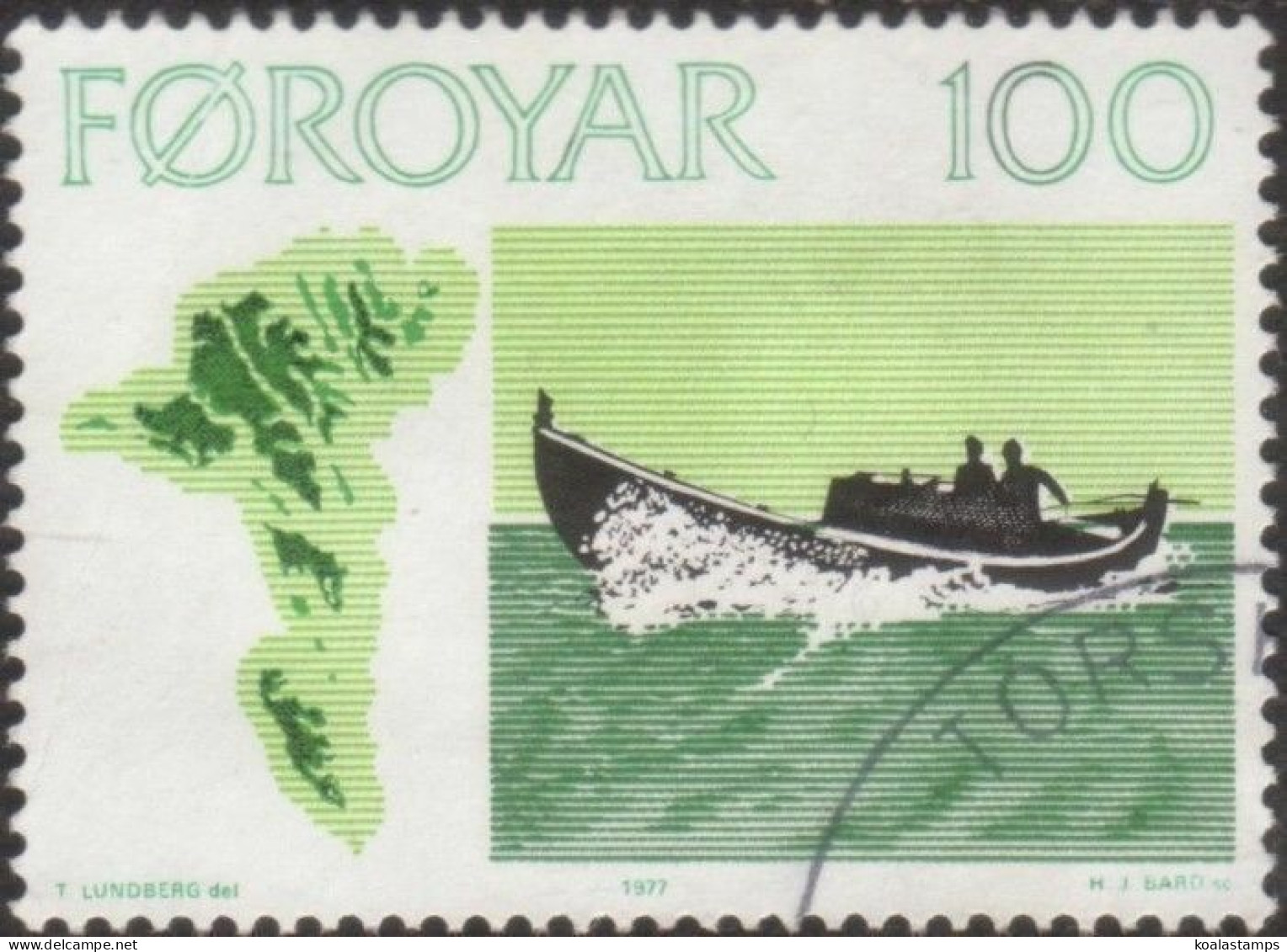 Faroe Islands 1977 SG23 100o Motor Fishing Boat FU - Faroe Islands