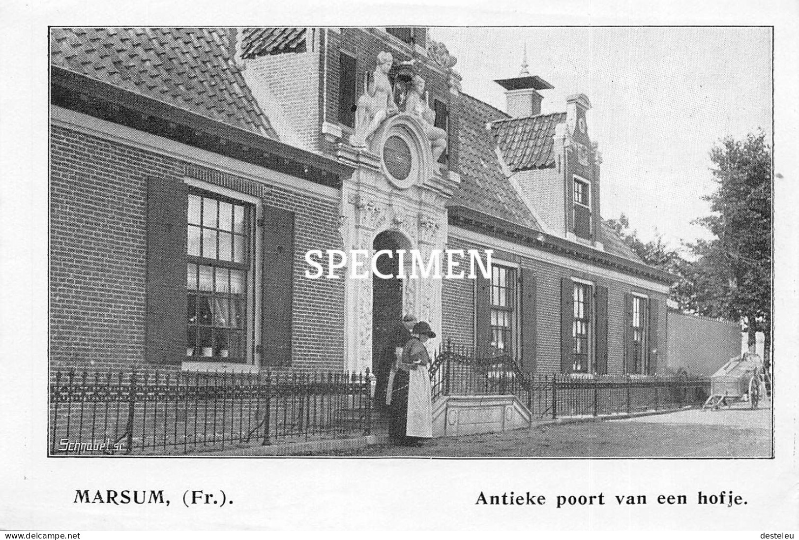 Prent - Antieke Poort Van Een Hofje - Marsum - 8.5x12.5 Cm - Sonstige & Ohne Zuordnung