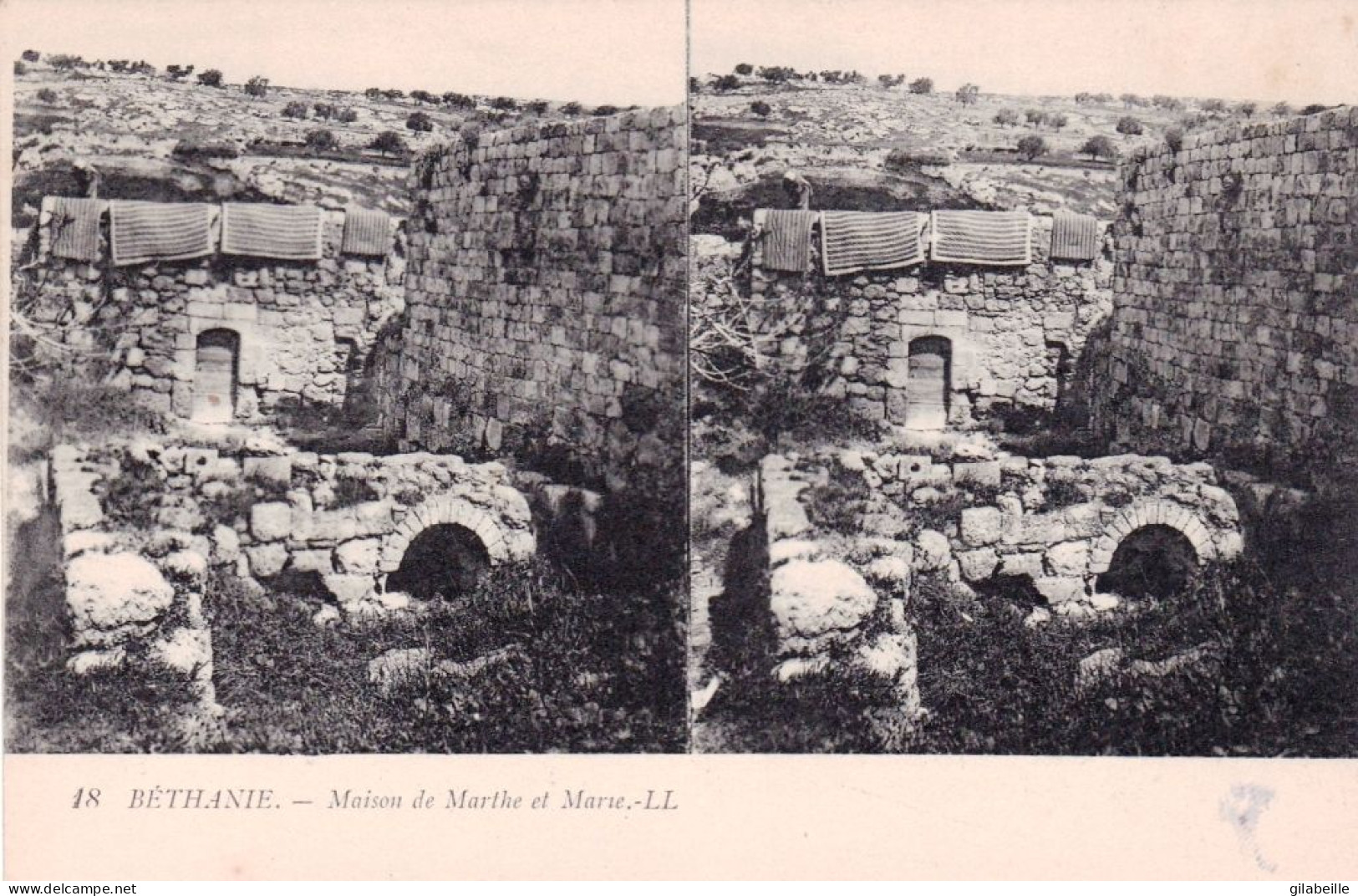 Israel - BETHANIE - Maison De Marthe Et Marie - Carte Stereoscopique -  בתניה - ביתם של מרתה ומרי - Israel