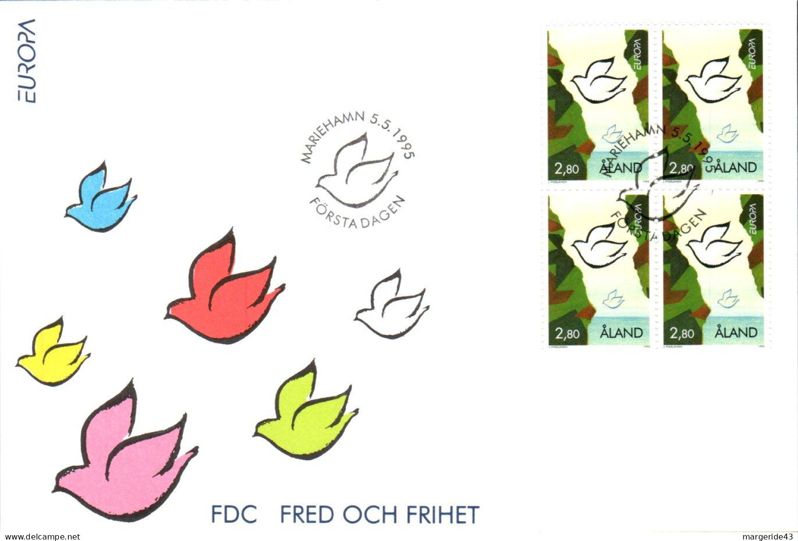 ALAND FDC 1995 EUROPA PAIX ET LIBERTE - Aland