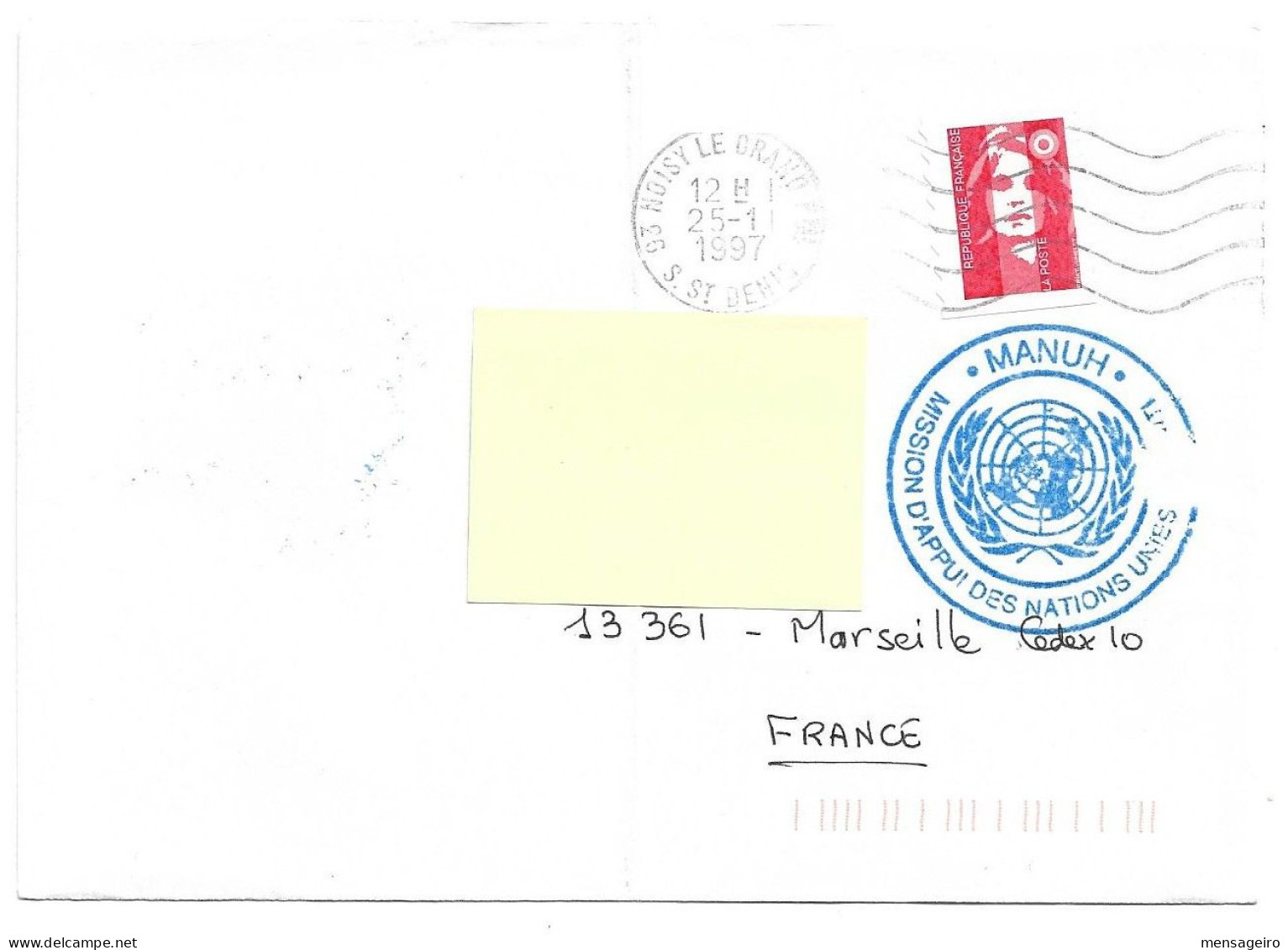 (C01) - HAITI COVER FRENCH UN ONU CONTINGENT IN HAITI MISSION MANUH => FRANCE 1997 - Briefe U. Dokumente