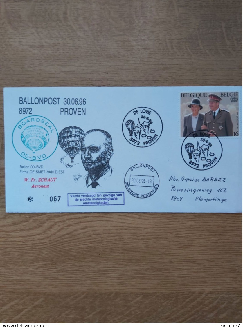 Ballonpost 8972  Proven  Aeronaut W.Fr.Schaut  1996 - Covers & Documents