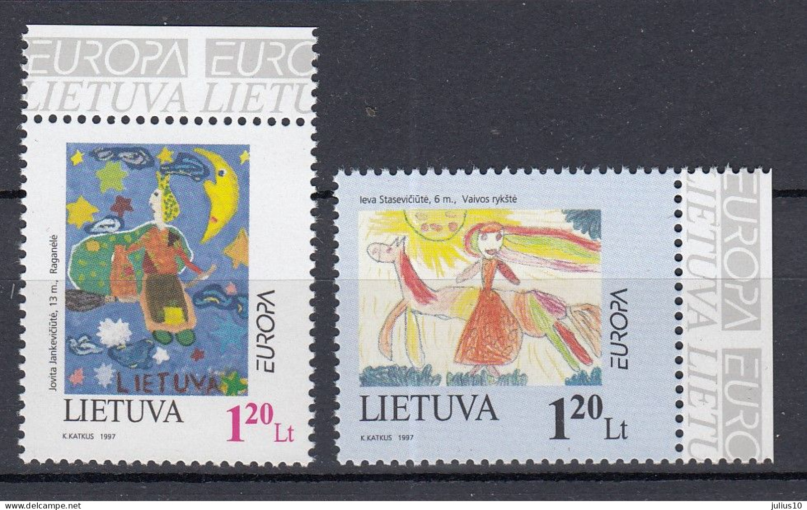 LITHUANIA 1997 Europa Children Drawings MNH(**) Mi 636-637 #Lt1119 - Lituanie