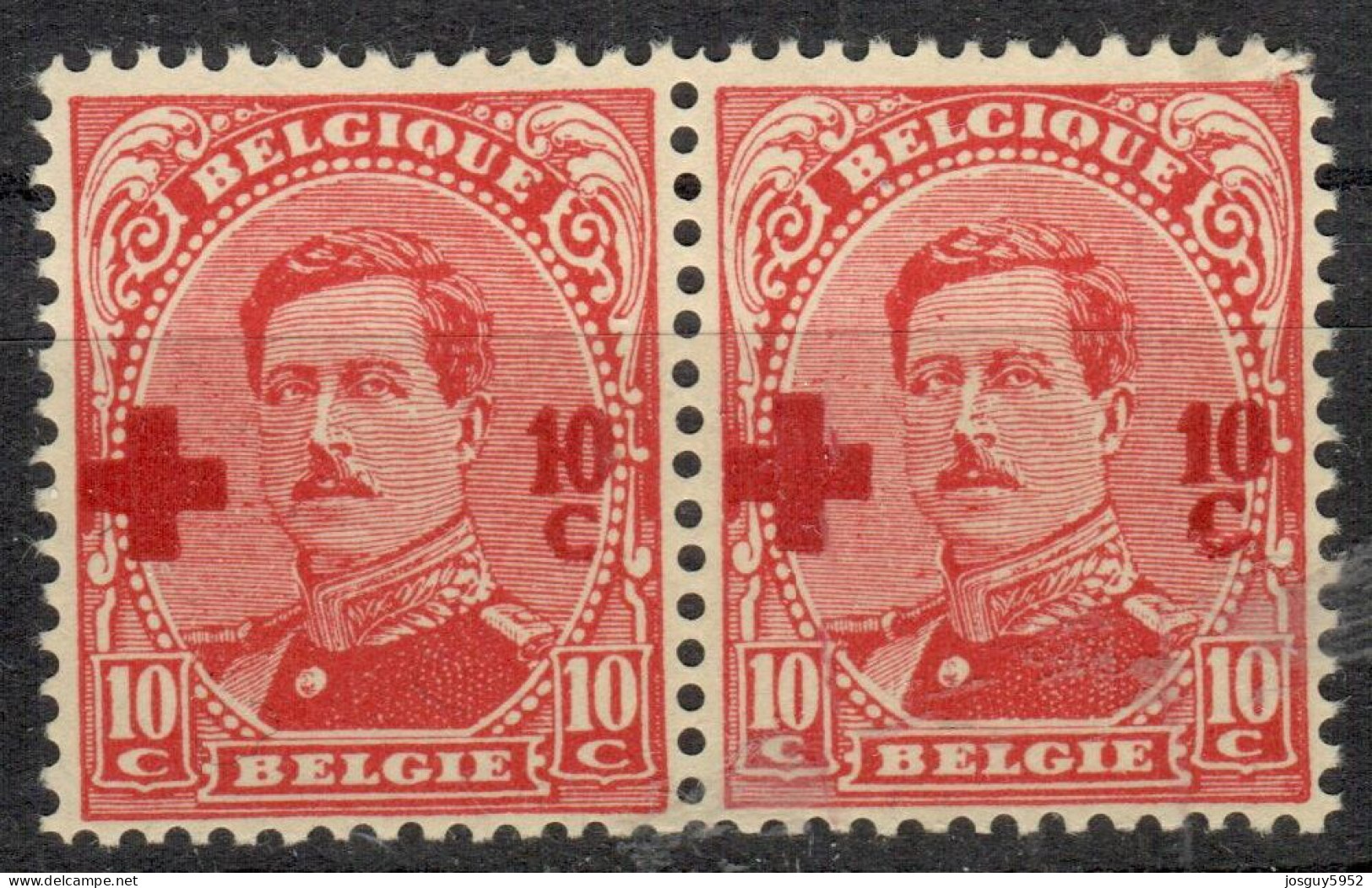 BELGIE 1918 - ALBERT I - BLOK 2 X N° 153 - MNH** (TANDING RECHTER BOVENHOEK - ZIE SCAN) - 1918 Croix-Rouge