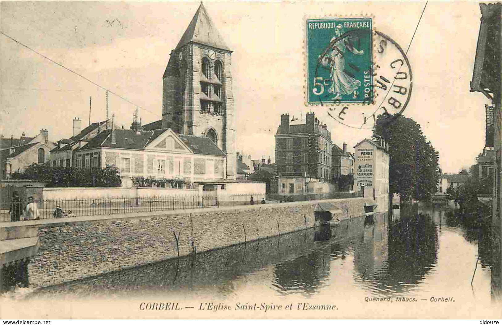 91 - Corbeil Essonnes - L'Eglise Saint Spire Et L'Essonne - CPA - Oblitération Ronde De 1911 - Voir Scans Recto-Verso - Corbeil Essonnes
