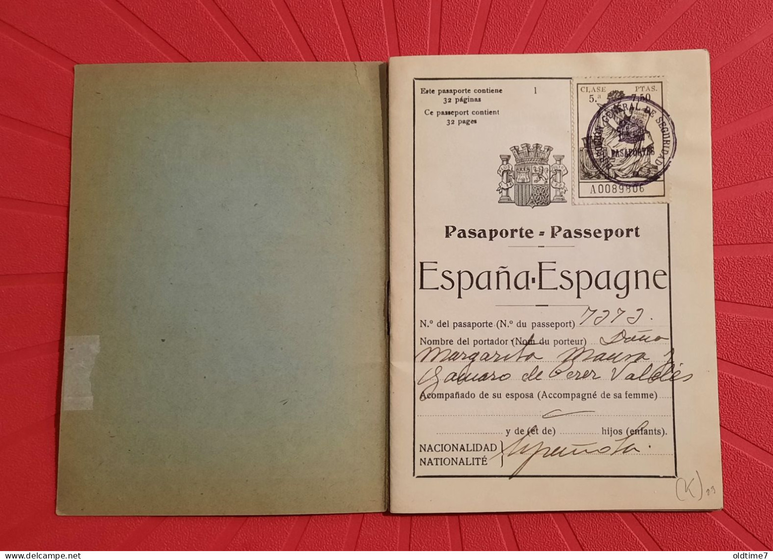 Spain Republic Pasaporte 1934 Passport, Passeport, Reisepass Antonio Maura - Historische Documenten