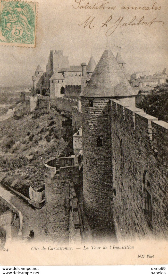 1906 CARTOLINA CON ANNULLO  CARCASONNE - Brieven En Documenten