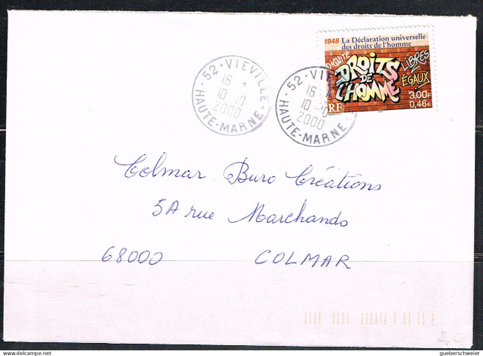 ONU-L71 - FRANCE N° 3354 Droits De L'Homme Sur Lettre De Vieville - Briefe U. Dokumente