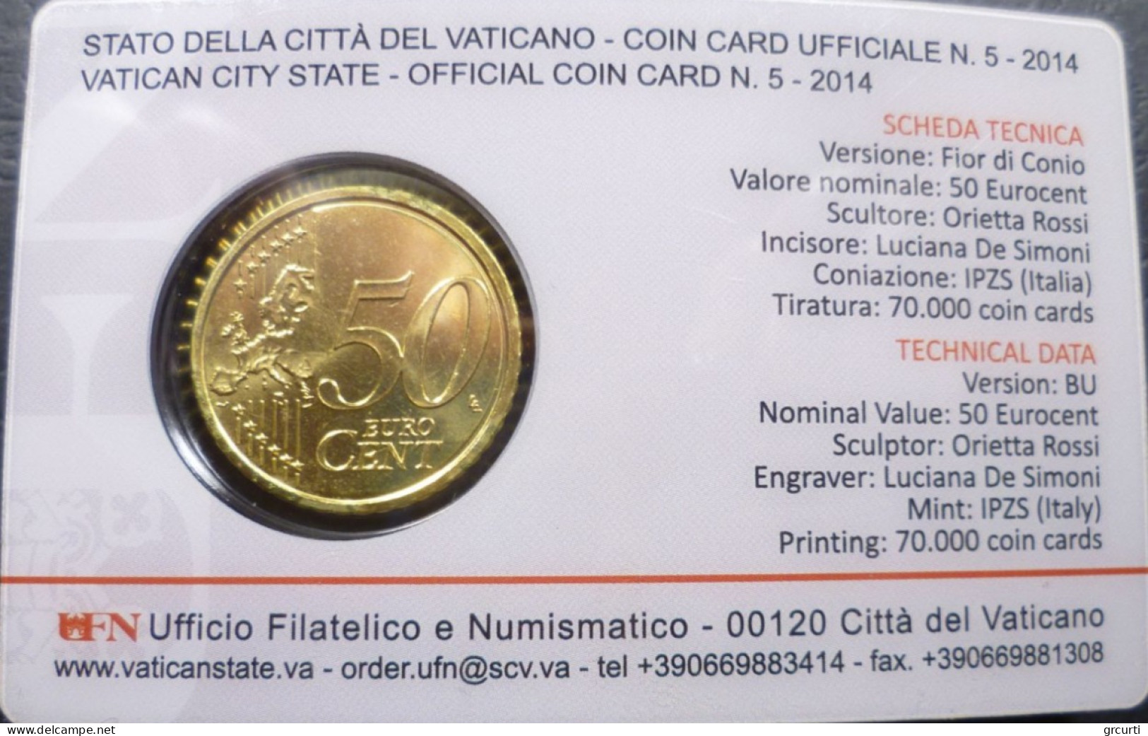 Vaticano - 50 Centesimi 2014 - Coincard N. 5 - KM# 460 - Vatikan